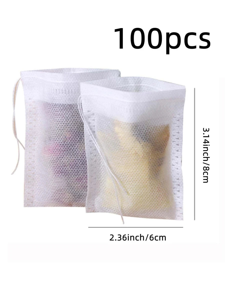 100 Piece Disposable Tea Filter Bag- Non-woven Fabric (Import)