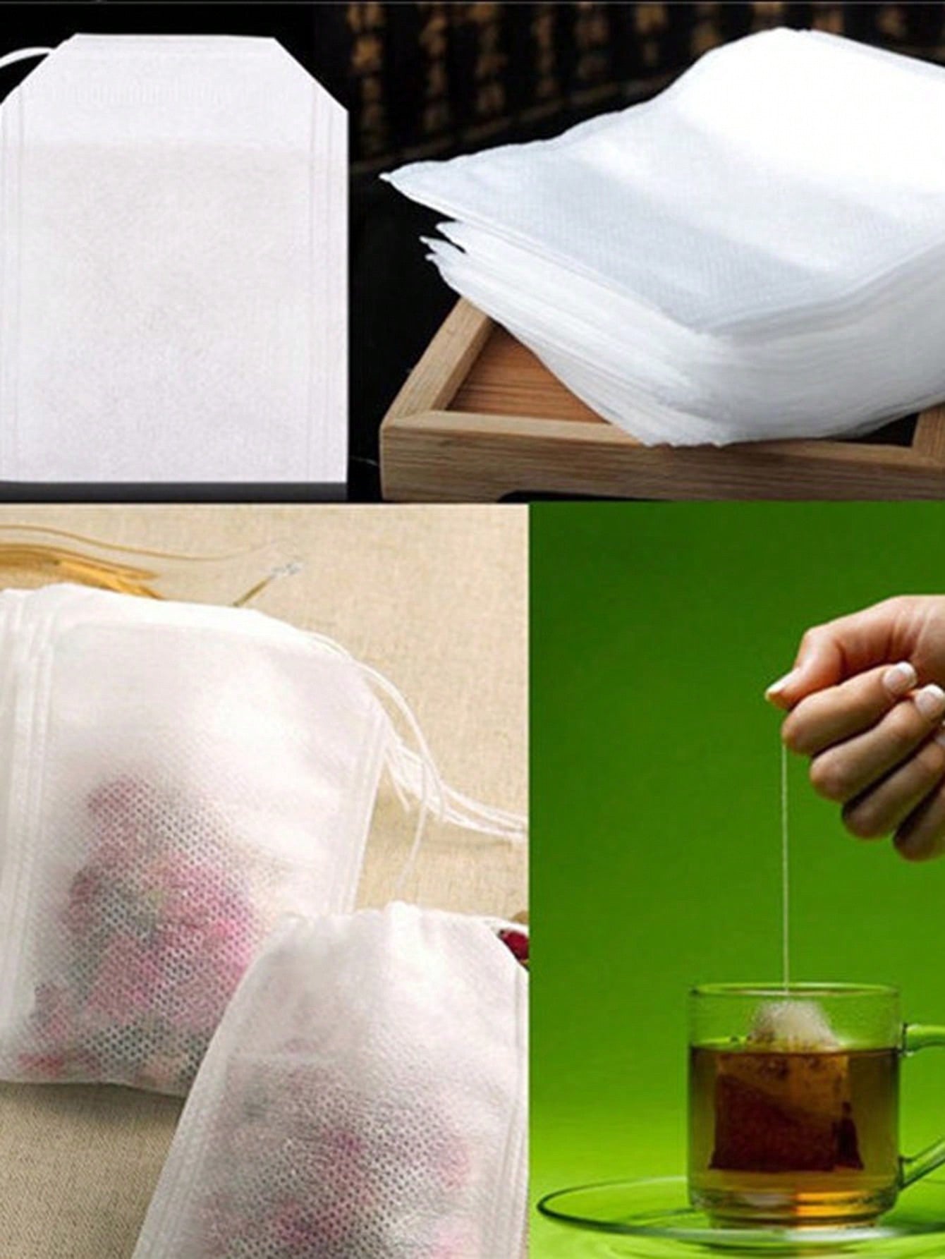 100Pcs Tea Bag,Disposable Filter Bag for Tea String