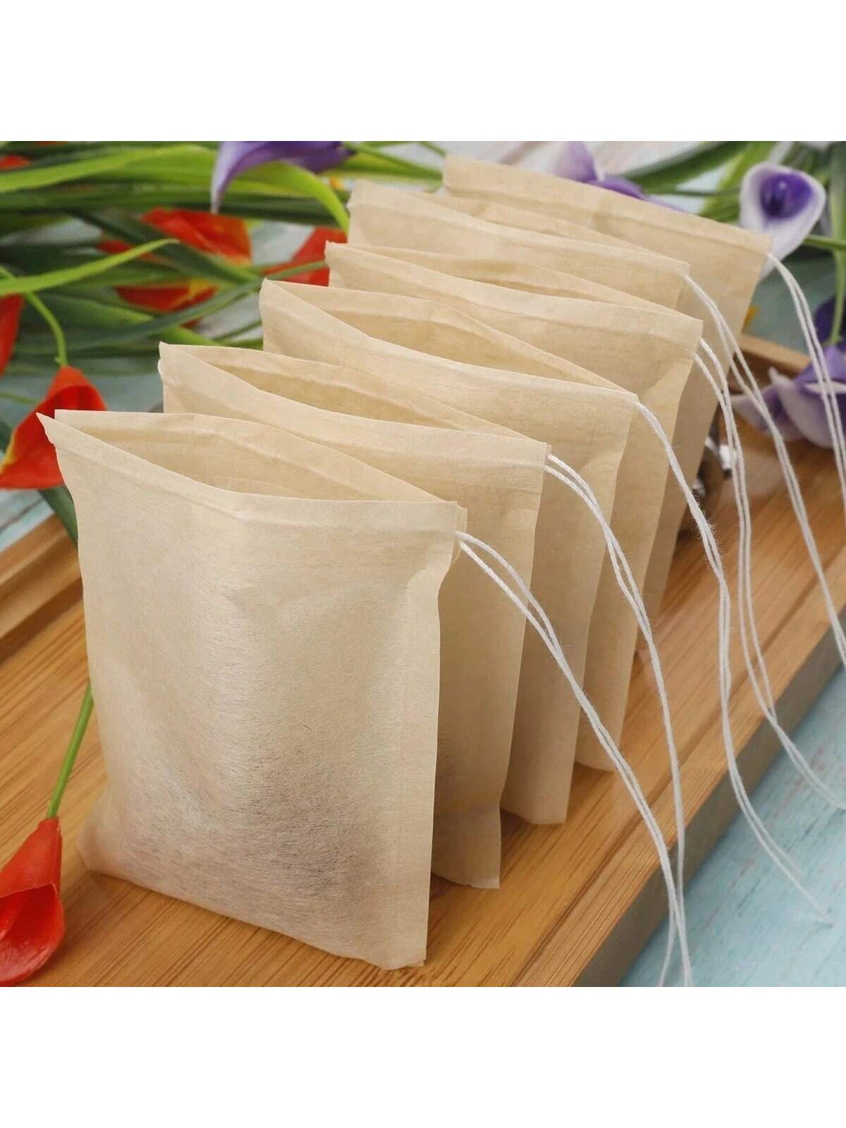 100Pcs Natural Wood Pulp Tea Filter Bags for Loose Leaf Tea